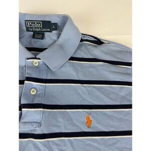 Polo Ralph Lauren Men's Striped‎ Short Sleeve Polo Shirt Size L Blue Orange